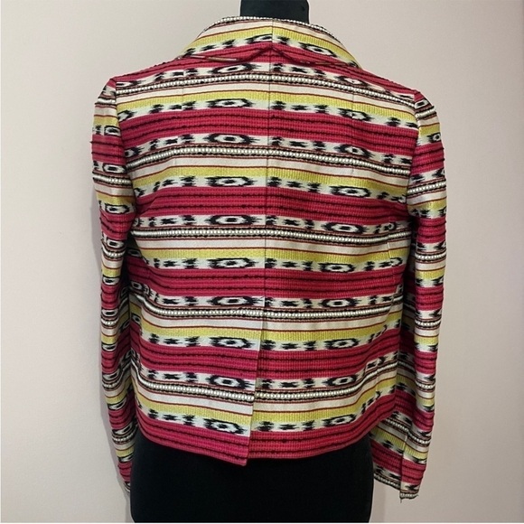 Carven- Pink and Yellow Striped Long Sleeve Trophy Jacket Jacquard Blazer EU 36 - Picture 6 of 10